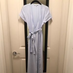 Baby blue silk wrap dress